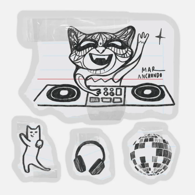 Mapache DJ Mini Stickers