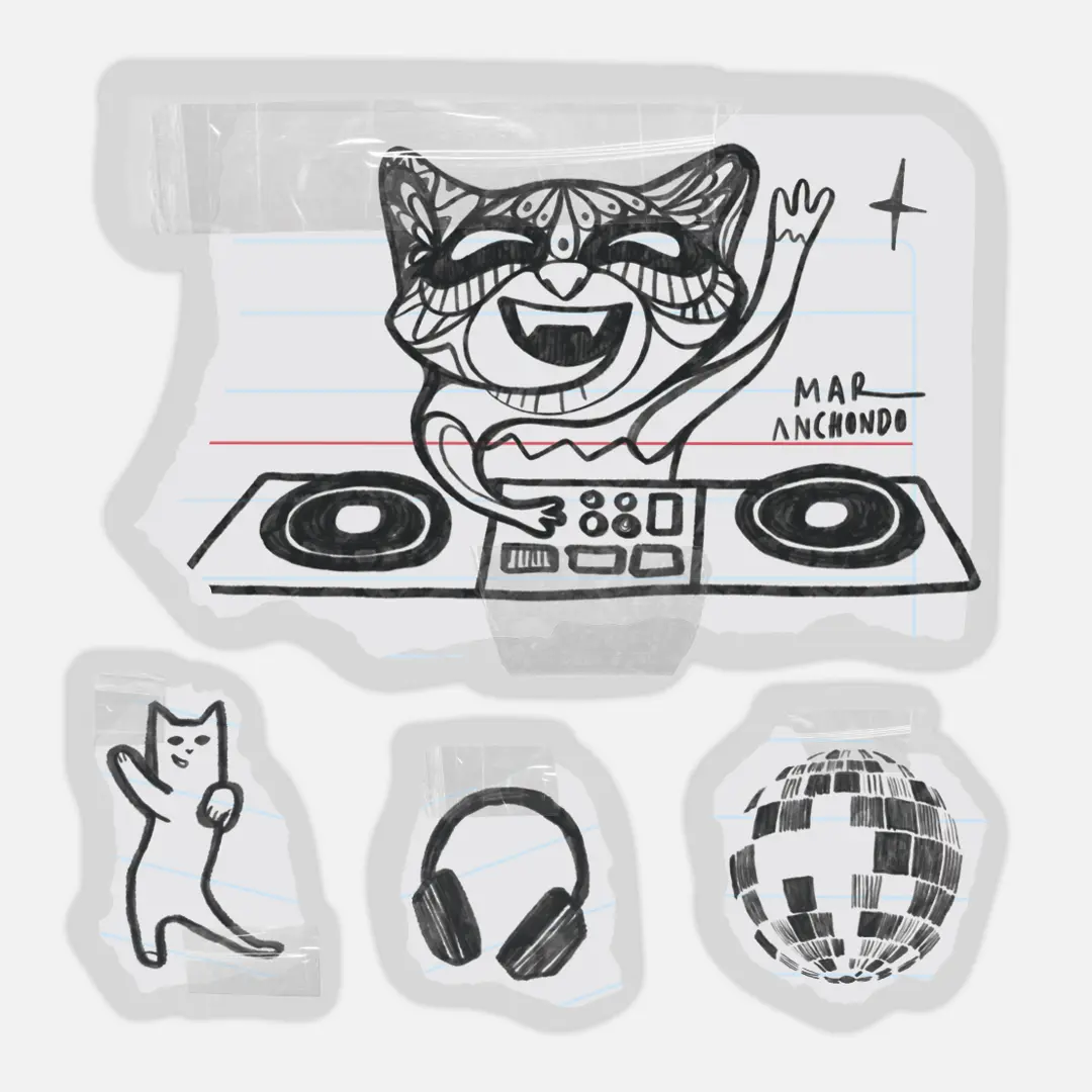 Mapache DJ Mini Stickers